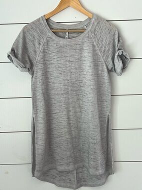 Z Supply Heather Gray Short Sleeve Side-Slit Tunic Tee